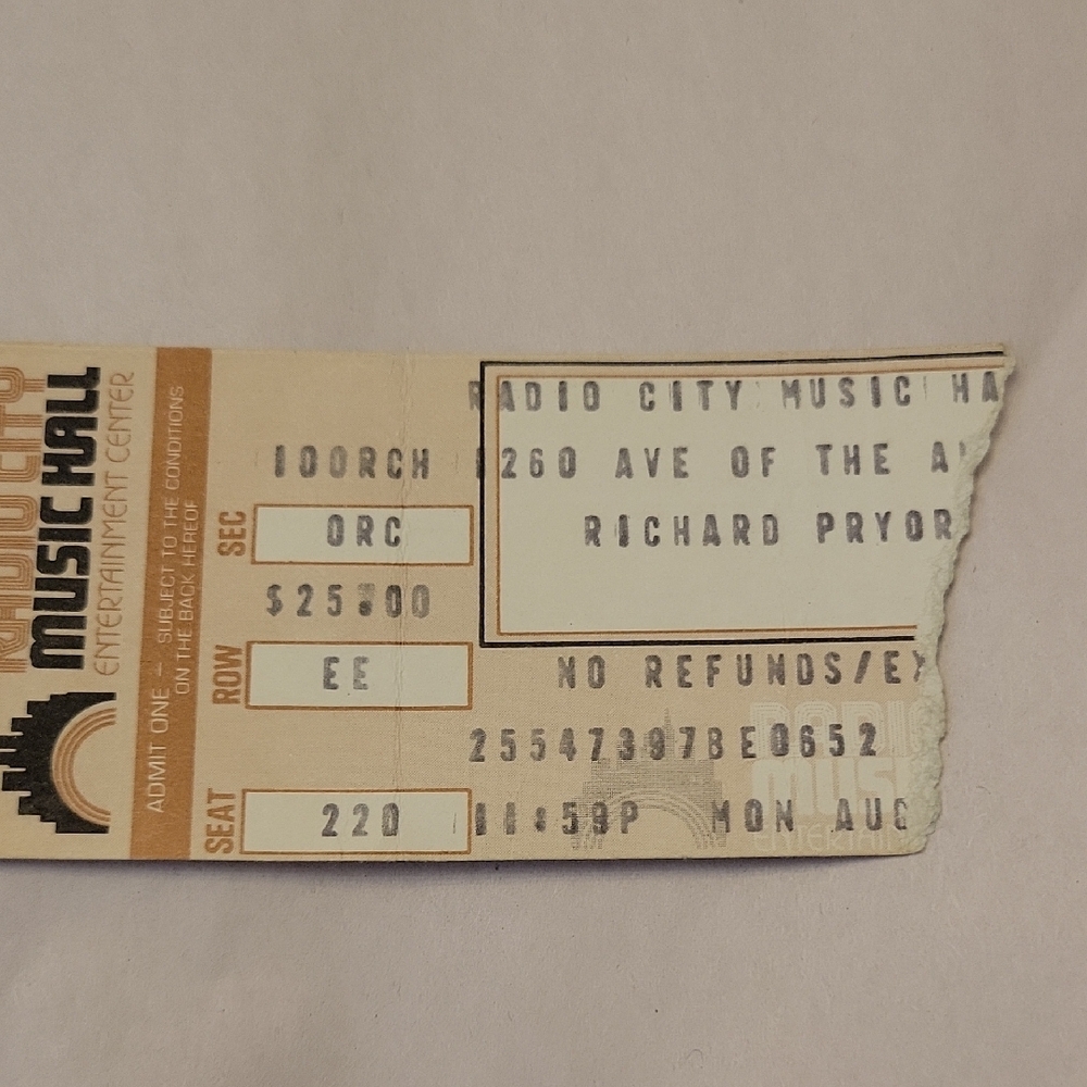Vintage  Richard Pryor Radio City Music Hall Ticket